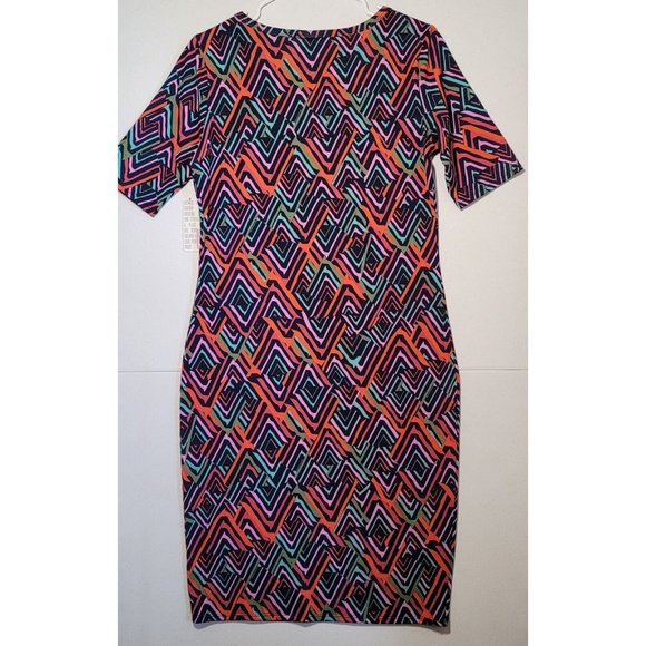 LuLaRoe Julia Dress Size Medium - NWT Pink Red Abstract Design - Picture 2 of 7